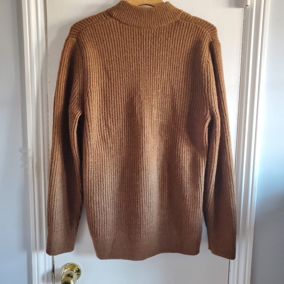 Gap Chunky Knit Mock Neck Sweater Wool Alpaca Blend Camel Brown Size M Cozy - Picture 5 of 13